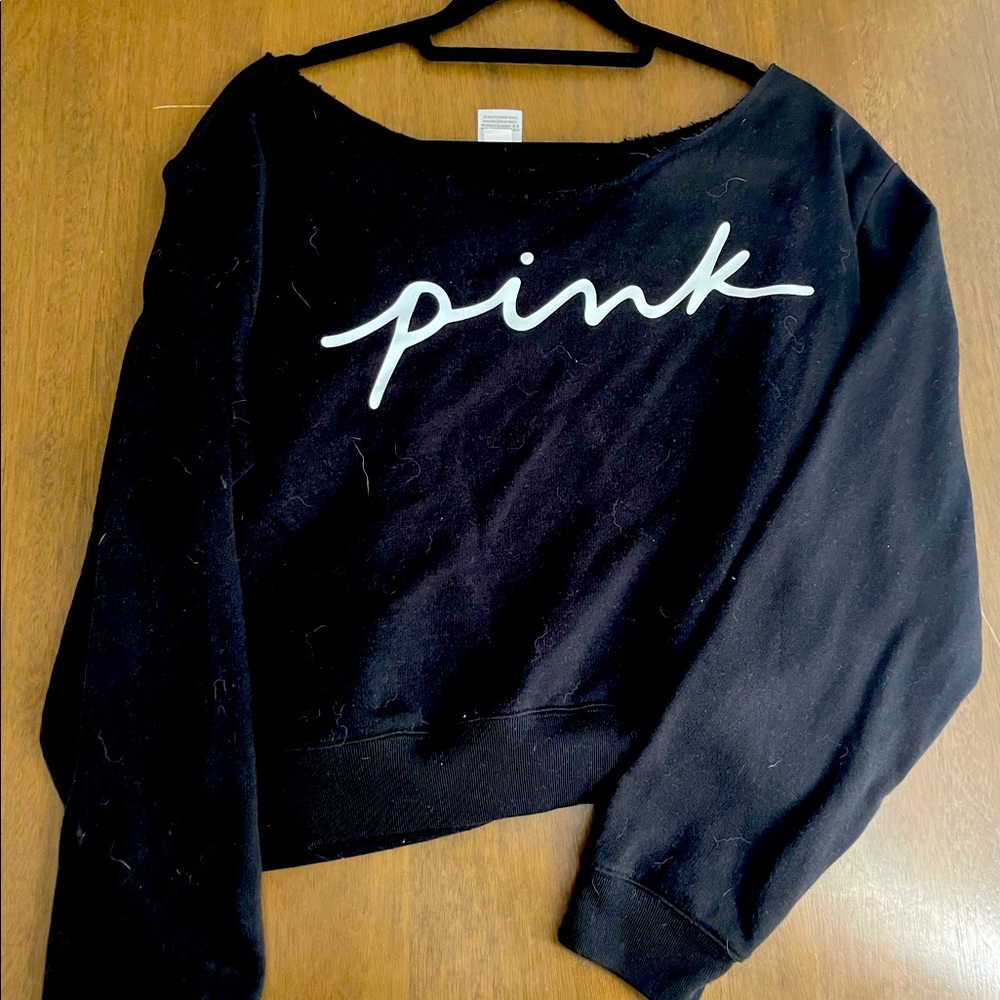 PINK off the shoulder crop sweatshirt